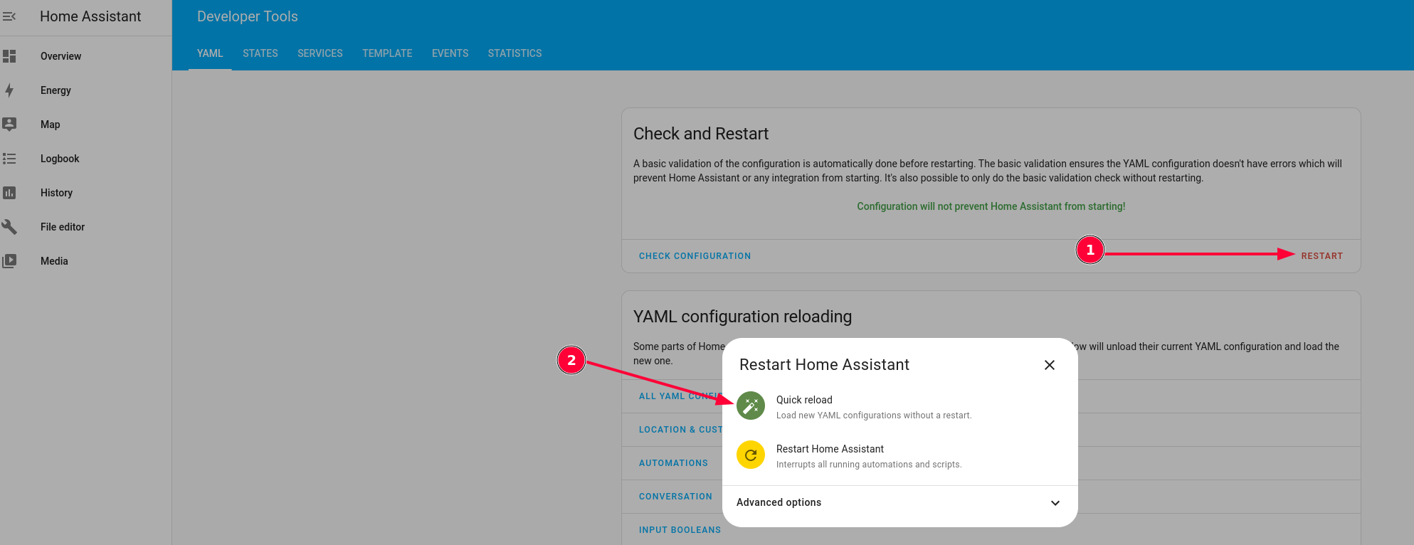Restart HomeAssistant